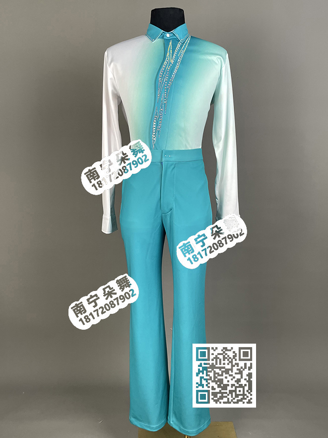 蓝白渐变飘纱男当代