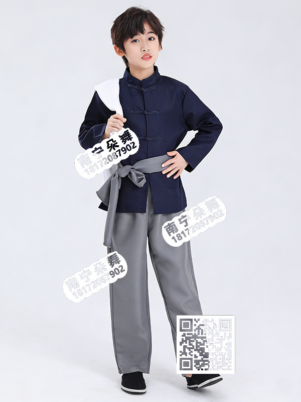 蓝黑衣灰库小英雄雨来男童古装